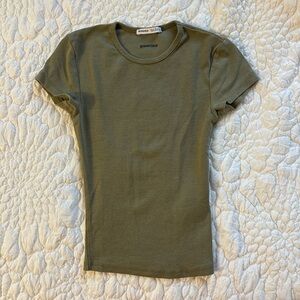 Bershka Olive Short Sleeve Tee